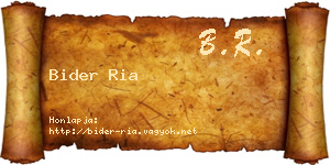 Bider Ria névjegykártya